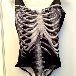 Blackmilk Skeleton Bodysuit/Bathing Suit; Sz Medium.